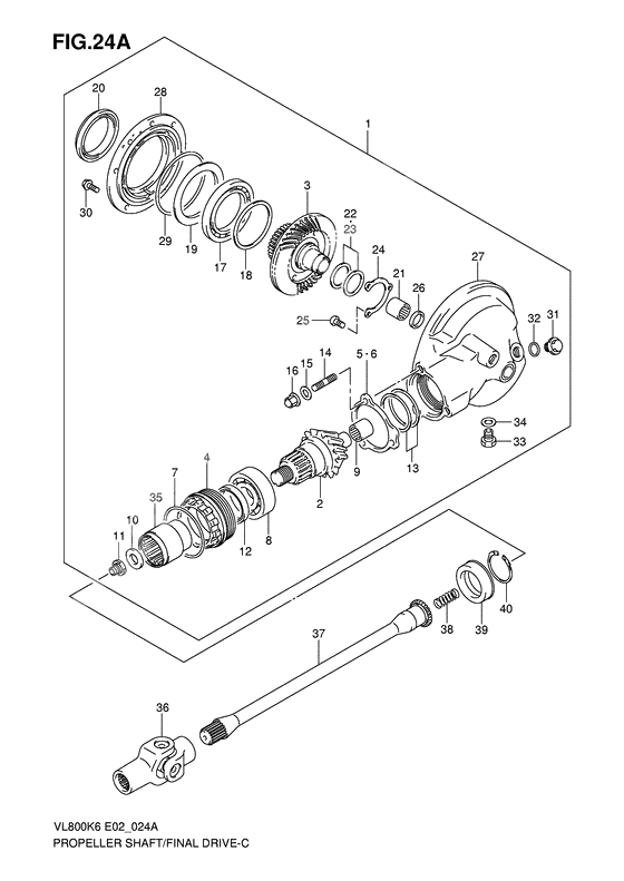 Propeller shaft - final drive gear              

                  See note