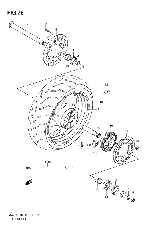 Rear wheel complete assy