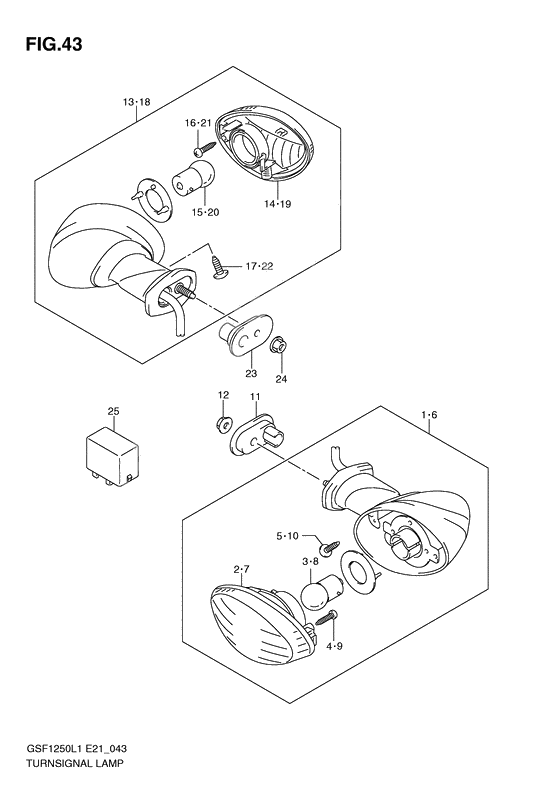 Turnsignal front & rear lamp              

                  Gsf1250al1 e21