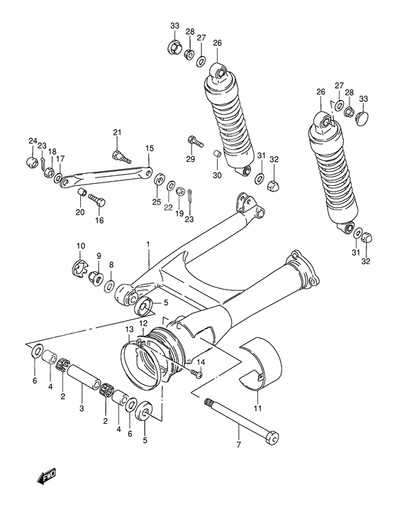 Rear swinging arm