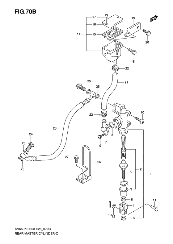 Rear master cylinder              

                  Sv650k4/sk4/k5/sk5/k6/sk6/k7/sk7