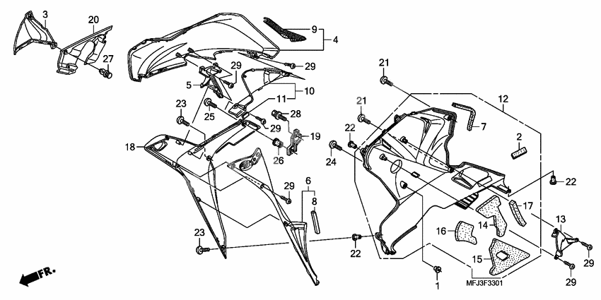 Lower cowl              

                  R.) (CBR600RR9,A/RA9,A