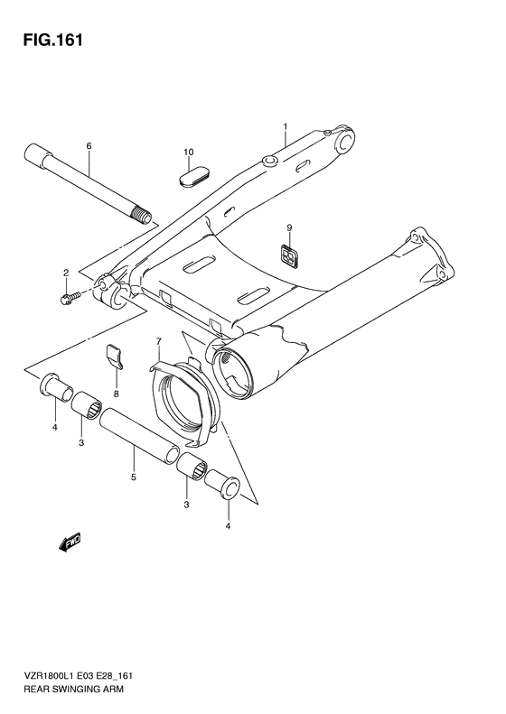 Rear swinging arm