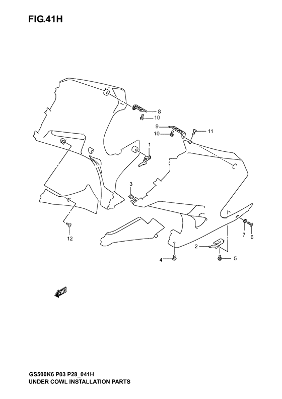 Under cowling installation parts              

                  Gs500fk4/k5/k6