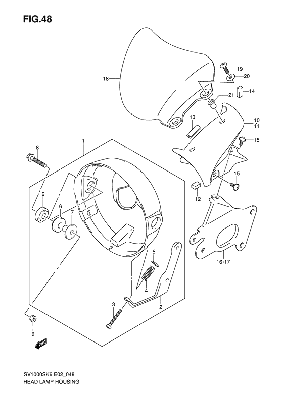 Headlamp housing              

                  Sv1000