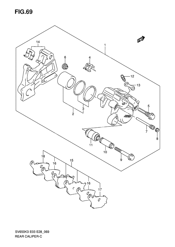 Rear caliper              

                  Sv650 k3/sk3/k4/sk4/k5/sk5/k6/sk6/k7/sk7