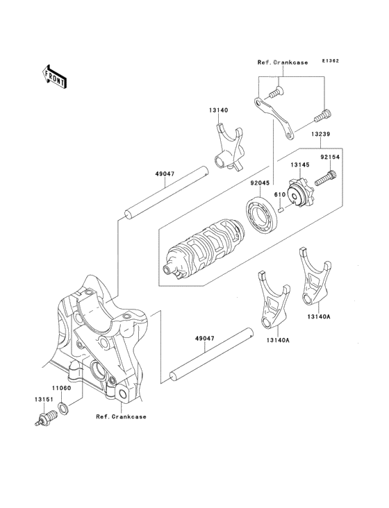 Gear change drum/shift fork(s)