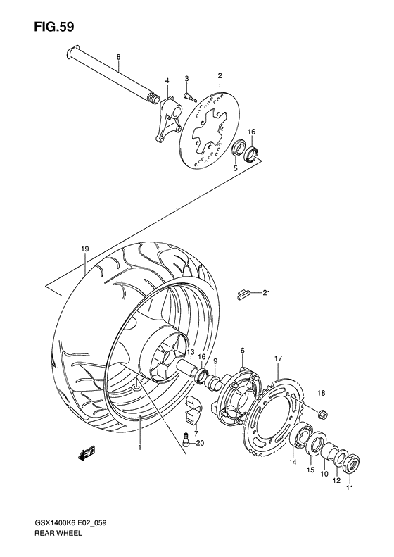 Rear wheel complete assy