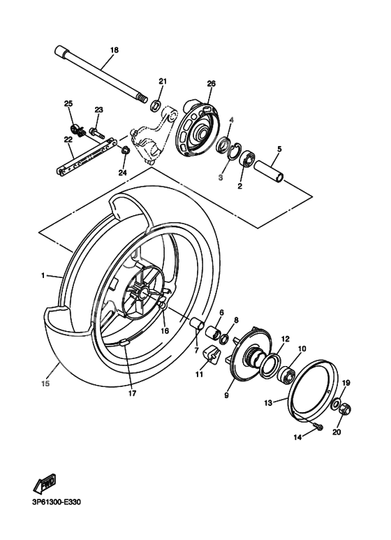 Rear wheel complete assy