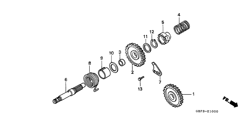 Kick starter spindle