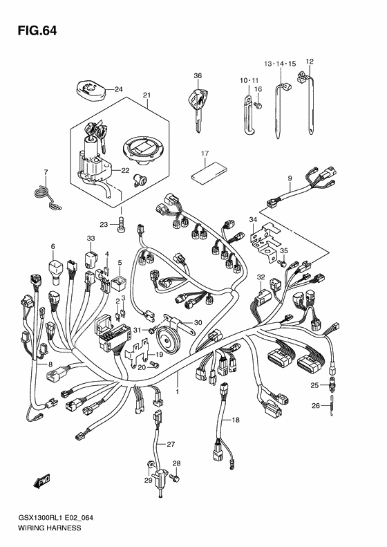 Wiring harness              

                  Gsx1300rl1 e14