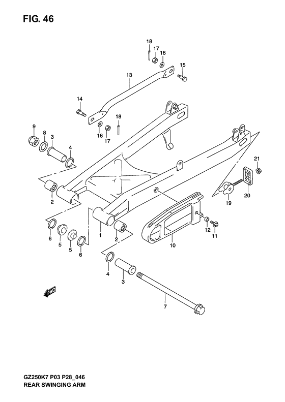 Rear swinging arm