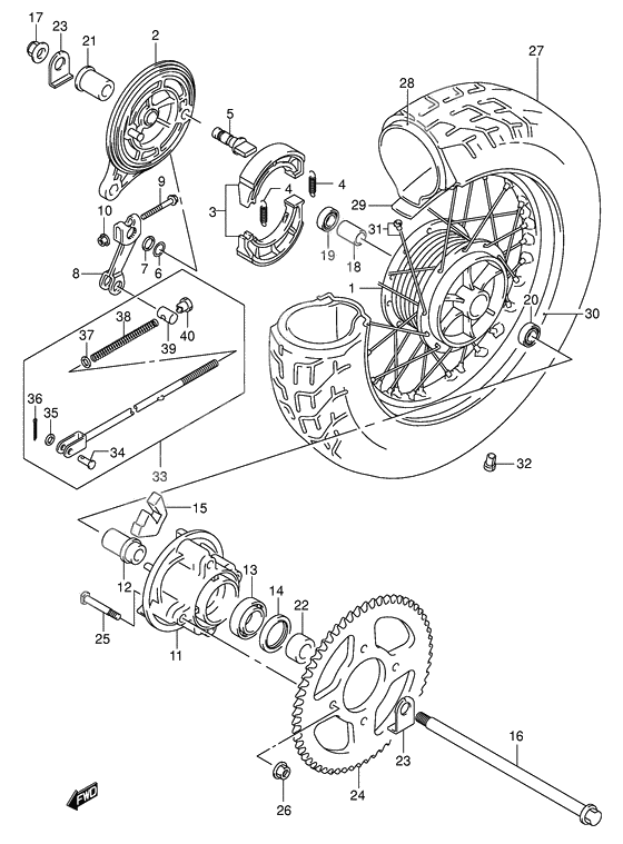 Rear wheel complete assy