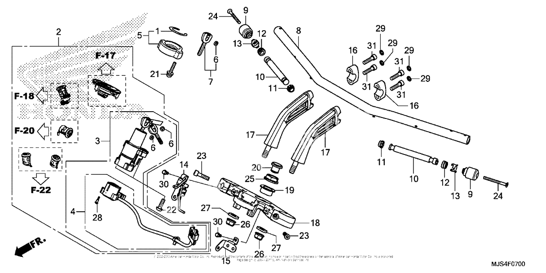 Верхняя траверса & Клипон руля