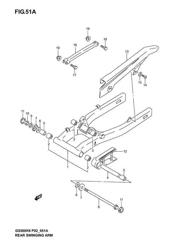 Rear swinging arm              

                  Model k4/k5/k6