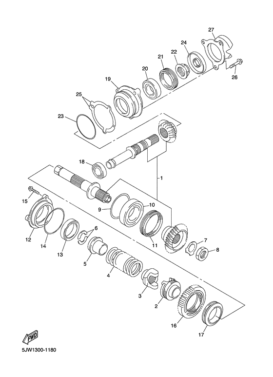 Middle drive gear