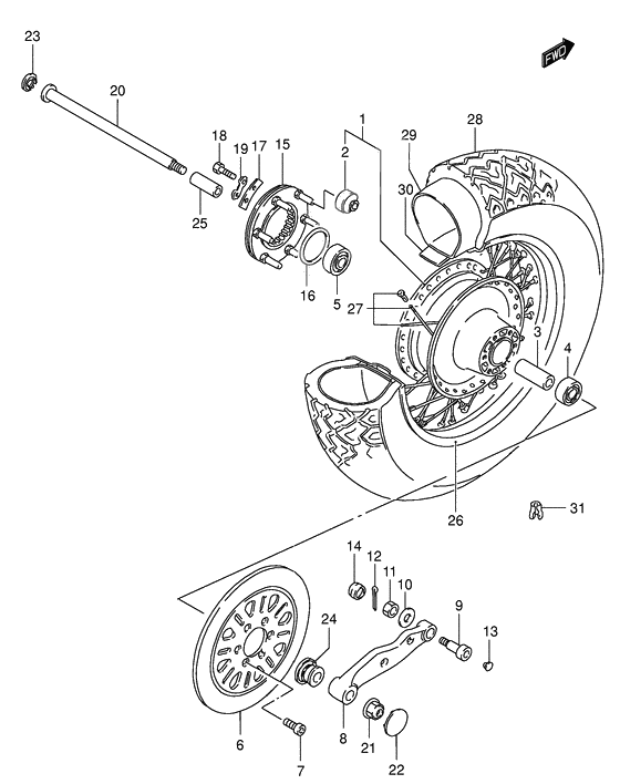 Rear wheel complete assy