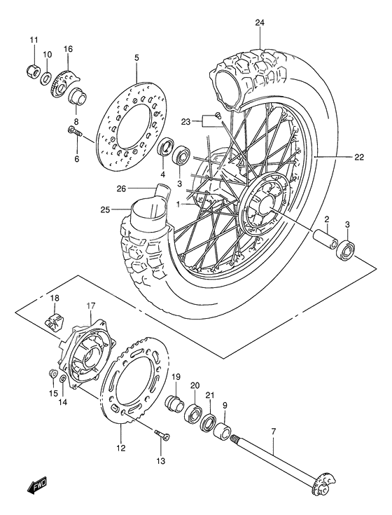 Rear wheel complete assy