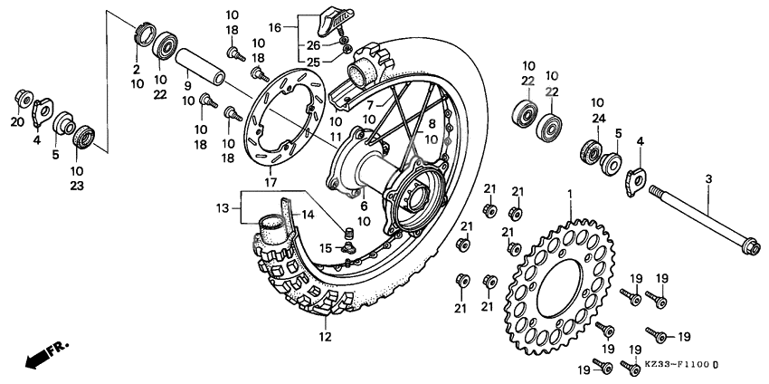Rear wheel complete assy