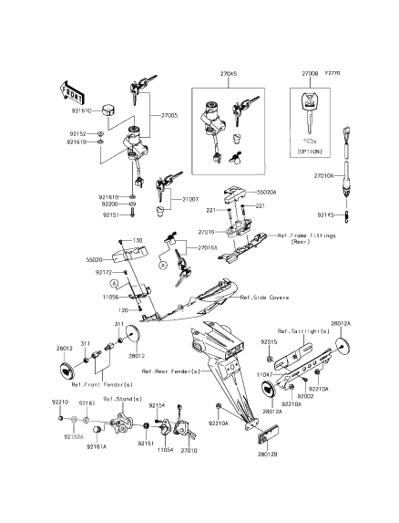 Ignition switch/locks/reflectors