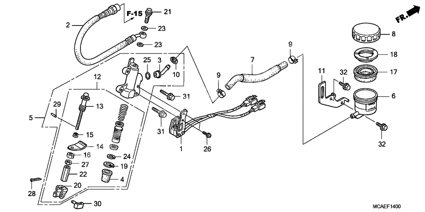 Rear brake master cylinder