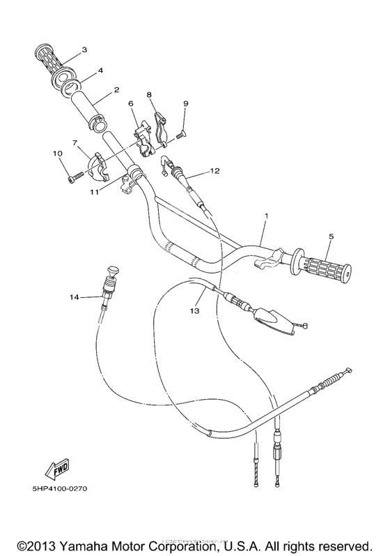 Steering handle cable