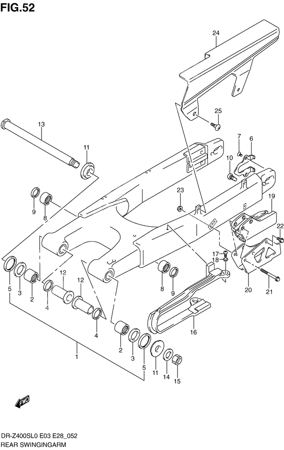 Rear swinging arm