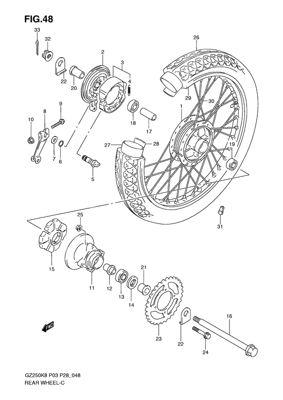 Rear wheel complete assy