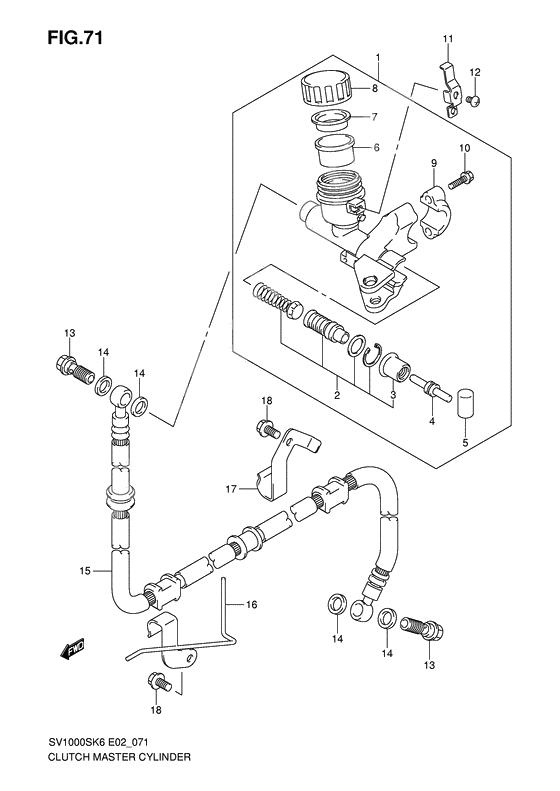 Clutch master cylinder              

                  Sv1000sk6/s1k6/s2k6/sk7/s2k7