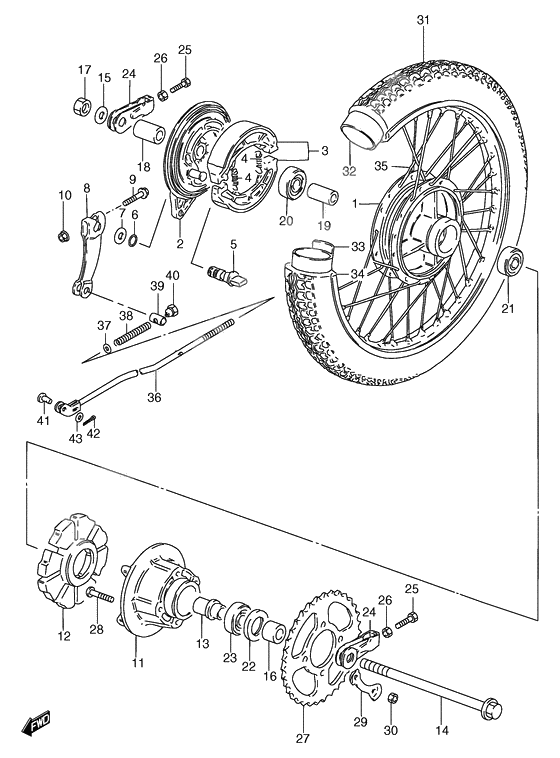 Rear wheel complete assy              

                  Gs125ux/x/sx/sux/uy/sy/suy