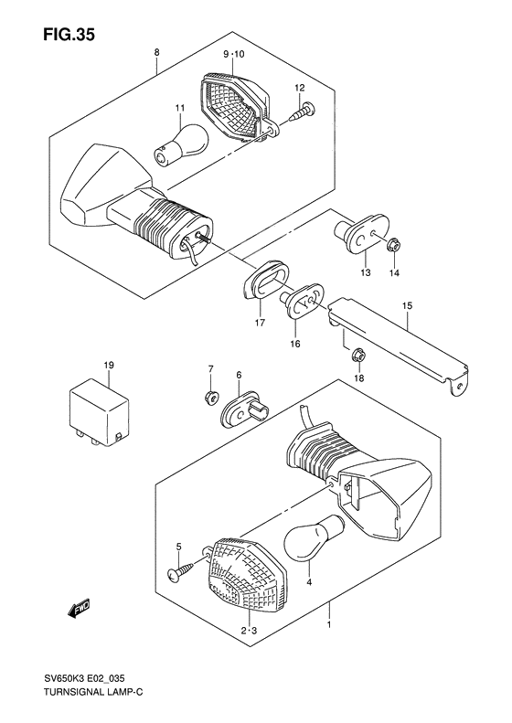 Turnsignal front & rear lamp              

                  Note