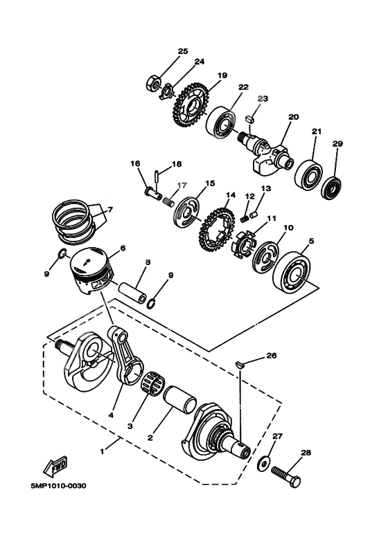 Crankshaft, piston