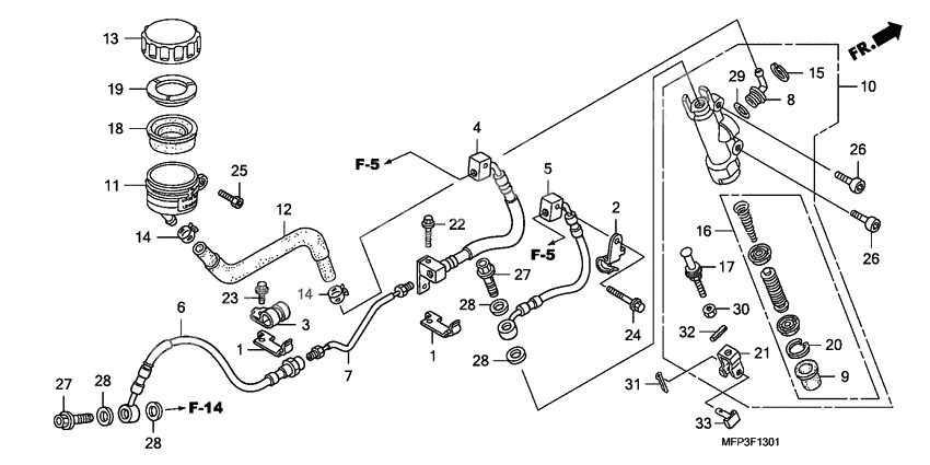 Rr. brake master cylinder              

                  CB1300A/CB1300SA