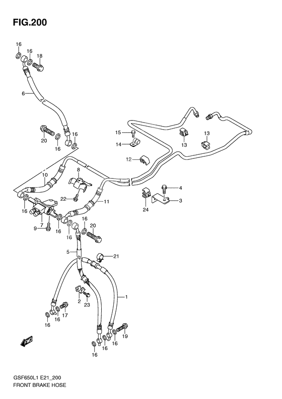 Front brake hose              

                  Gsf650ual1 e21