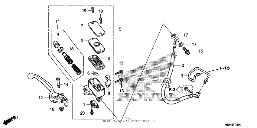 Front brake master cylinder