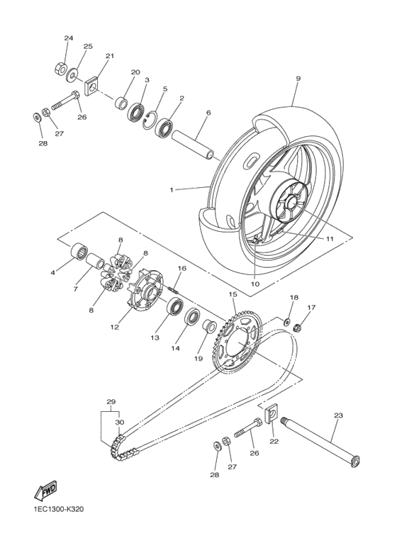 Rear wheel complete assy