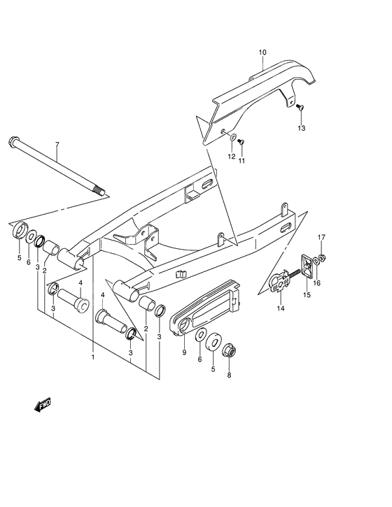 Rear swinging arm