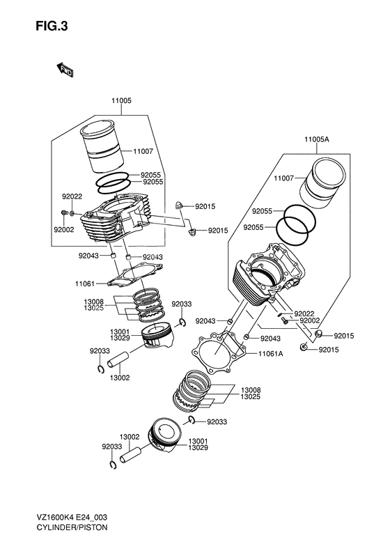 Cylinder/piston