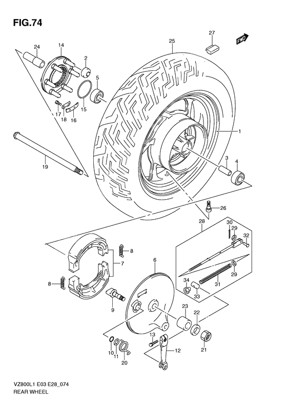 Rear wheel complete assy