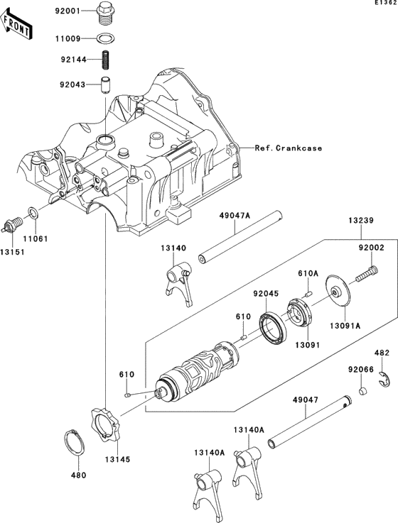 Gear change drum/shift fork(s)