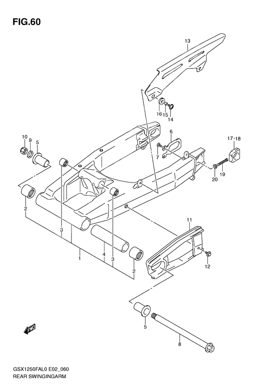 Rear swinging arm