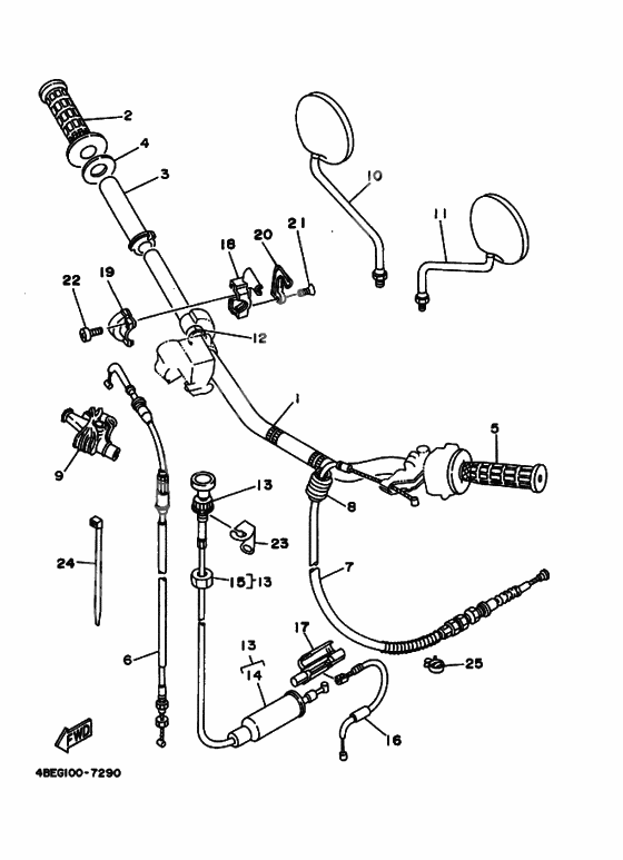 Steering handle cable