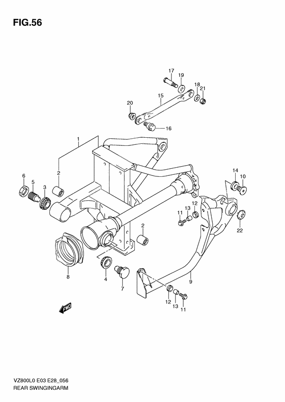 Rear swinging arm