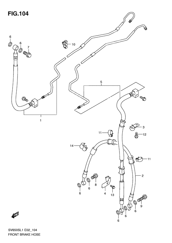 Front brake hose              

                  Sv650sal1 e24