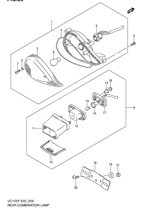 Rear comb lamp