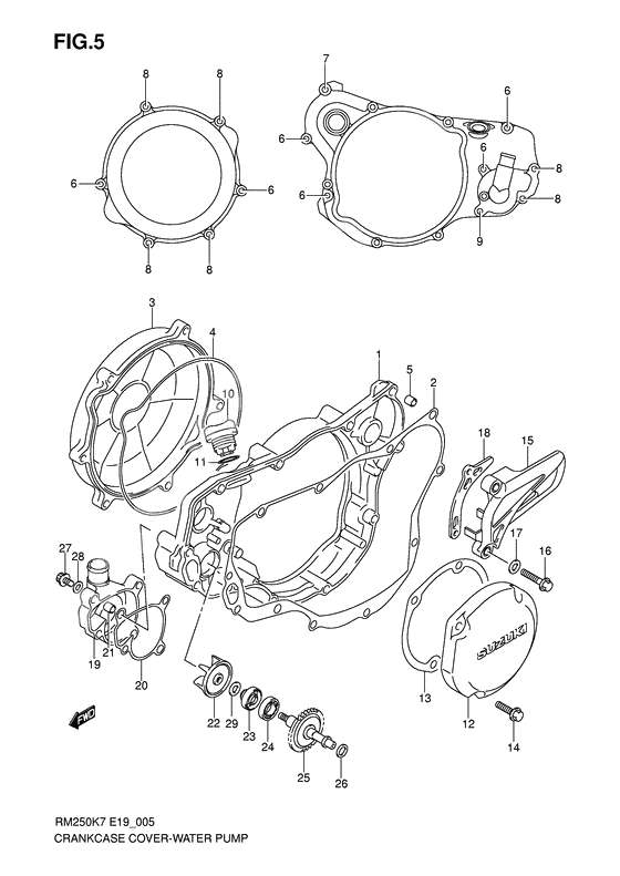 Crankcase cover-water pump