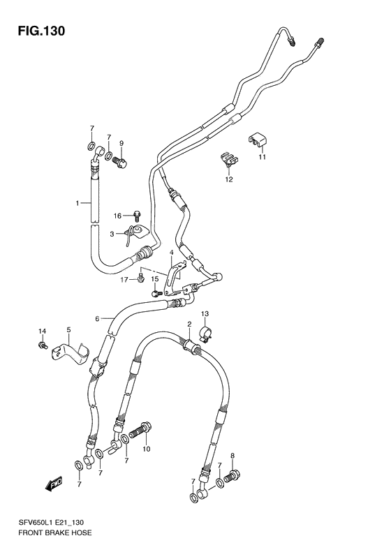 Front brake hose              

                  Sfv650ual1 e21