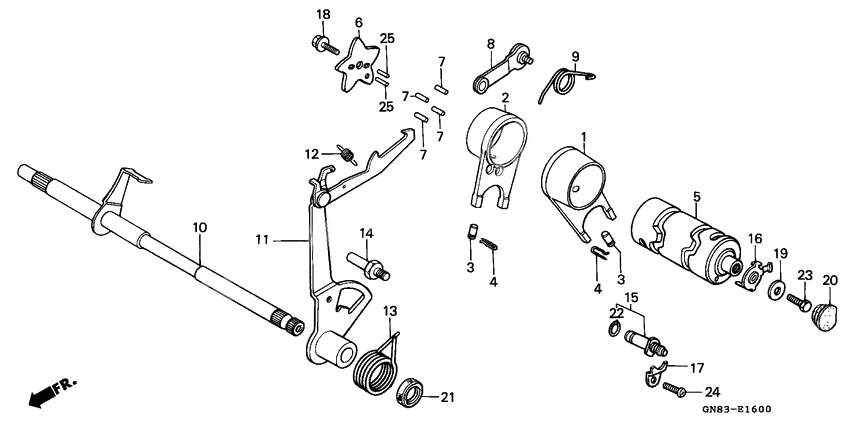 Gearshift fork/ gearshift drum