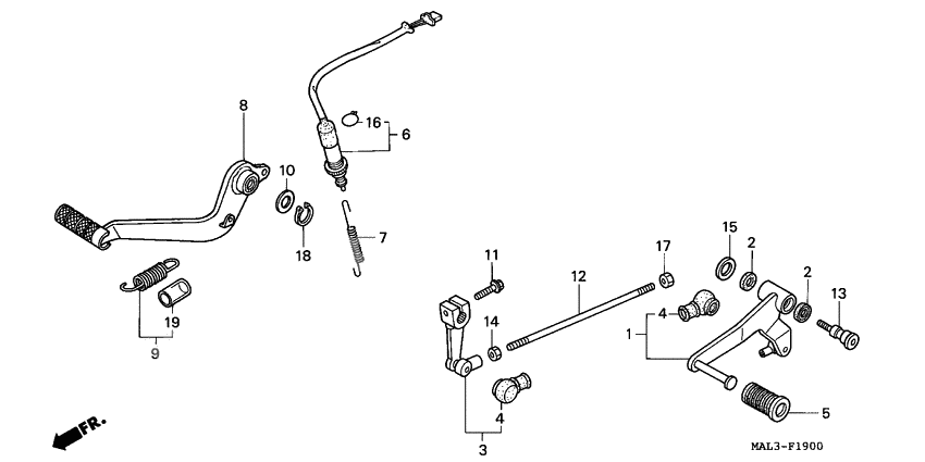 Brake pedal/change pedal