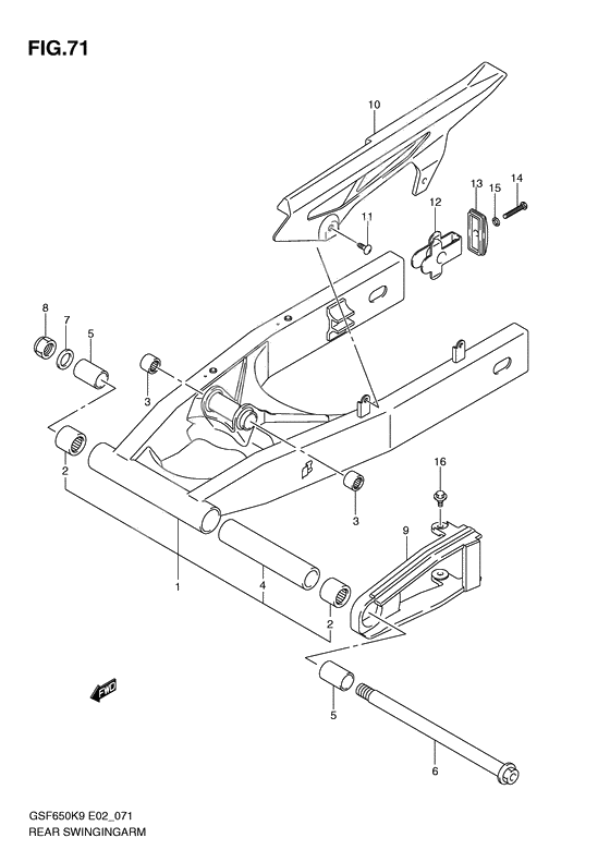 Rear swinging arm